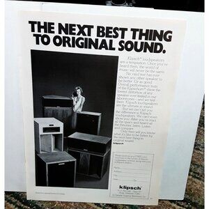 1978 Klipsch Speakers Best Thing To Sound Original vintage print ad 70s